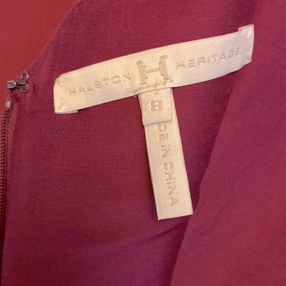 ♥️HALSTON| Magenta Burgundy Peplum Sheath Dress - sz 8 - Picture 8 of 8